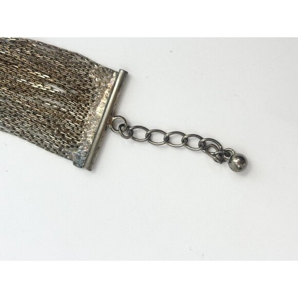 Slinky Multi Strand Silver Toned Chunky Lobster Claw Vintage Bracelet - Picture 9 of 10